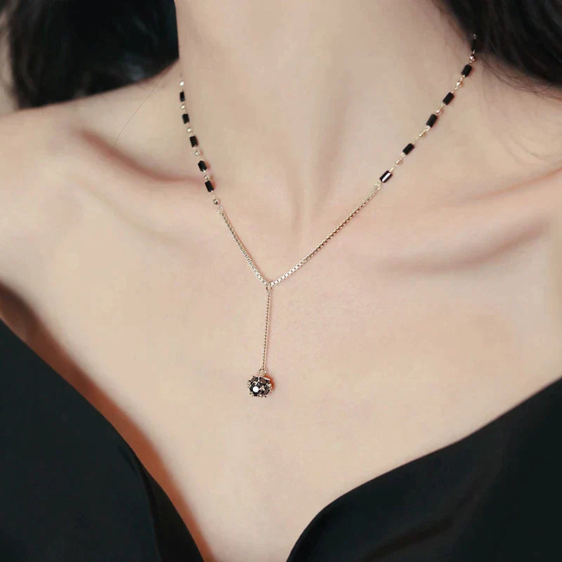Luxury Black Crystal Zircon Ball Pendant