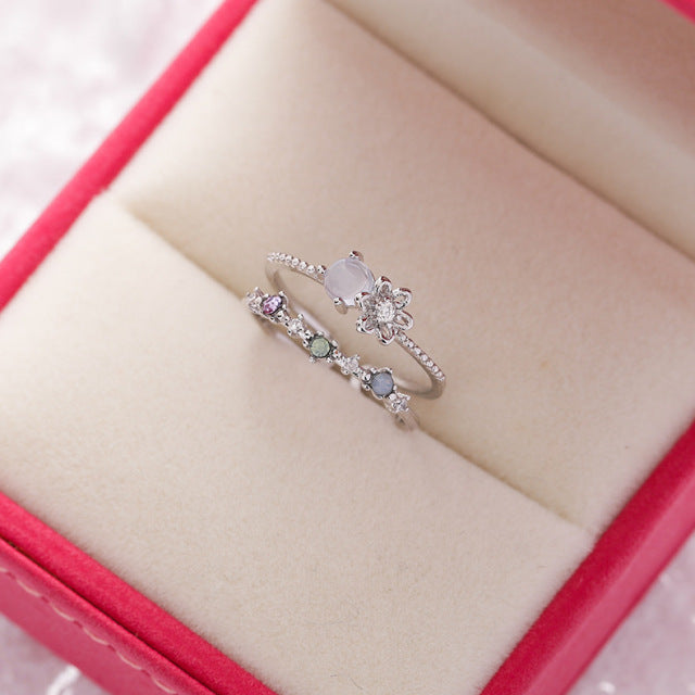 Adjustable Silver Moonstone Ring
